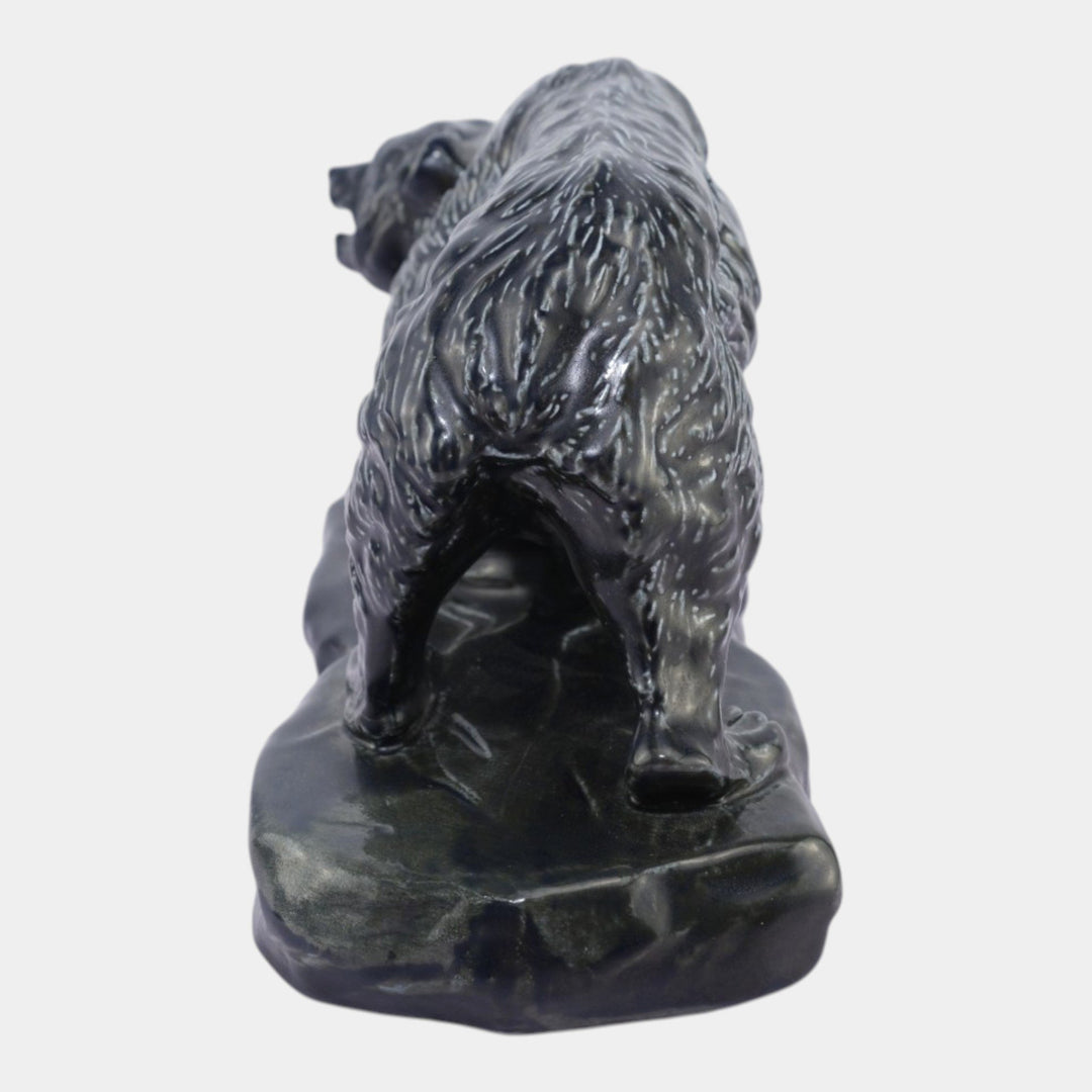 Mosaic Tile Company Zanesville Pottery Black Grizzly Bear Figurine Statue - Just Art Pottery