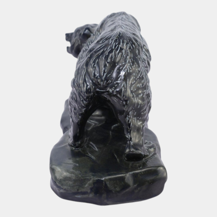 Mosaic Tile Company Zanesville Pottery Black Grizzly Bear Figurine Statue - Just Art Pottery