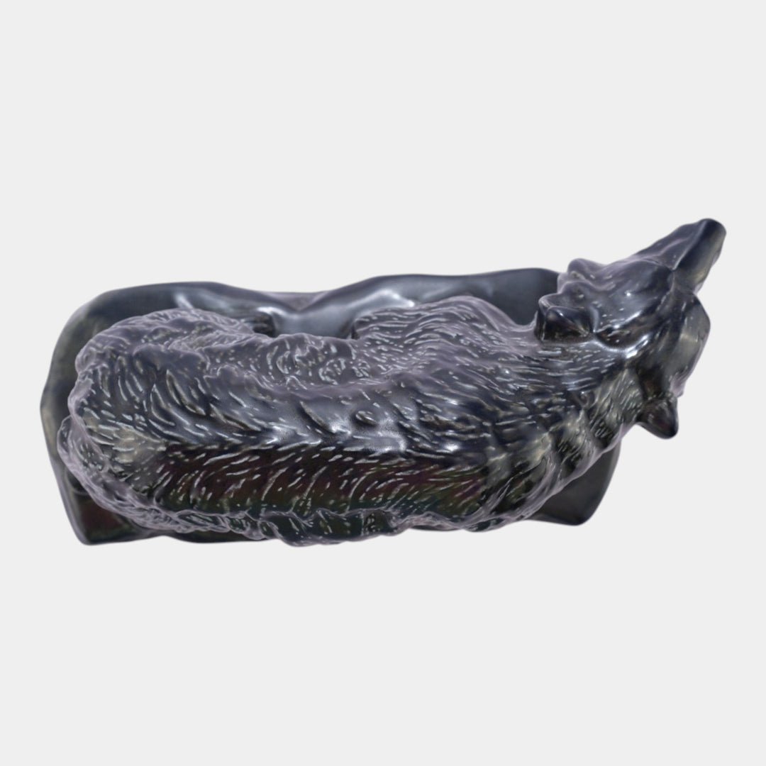 Mosaic Tile Company Zanesville Pottery Black Grizzly Bear Figurine Statue - Just Art Pottery