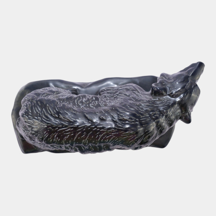 Mosaic Tile Company Zanesville Pottery Black Grizzly Bear Figurine Statue - Just Art Pottery