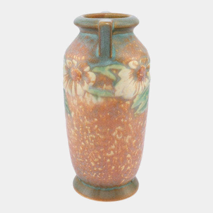 Roseville Dahlrose 1928 Vintage Arts And Crafts Pottery Ceramic Vase 363-6 - Just Art Pottery