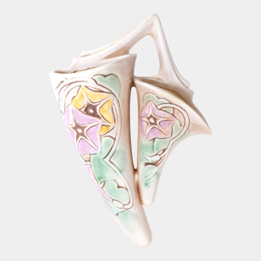 Roseville Morning Glory White 1935 Art Pottery Ceramic Wall Pocket 1275-8 - Just Art Pottery