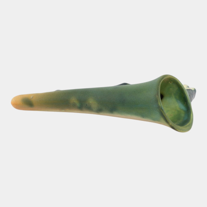 Roseville Dogwood Smooth 1920 Vintage Art Pottery Green Ceramic Wall Pocket - Just Art Pottery