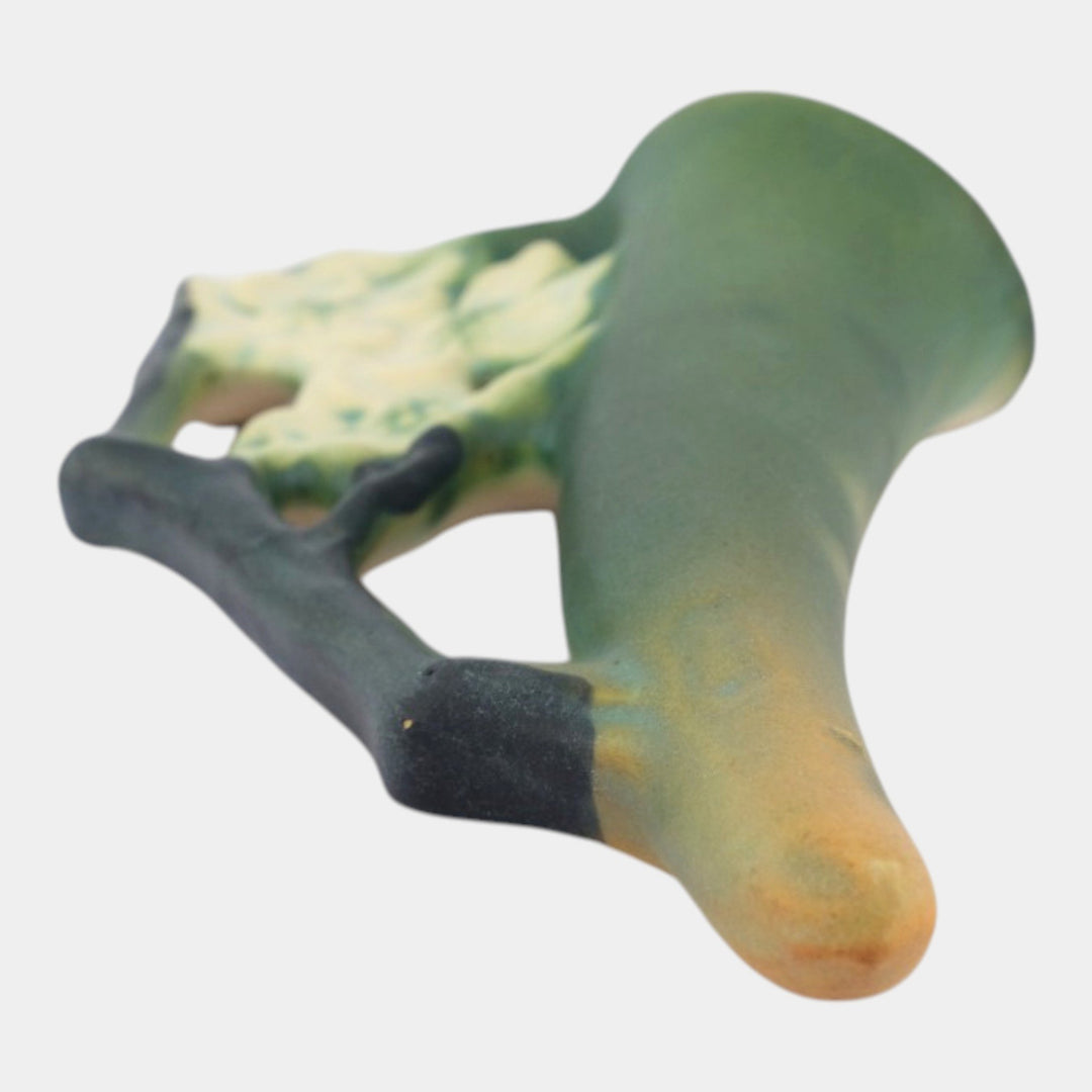 Roseville Dogwood Smooth 1920 Vintage Art Pottery Green Ceramic Wall Pocket - Just Art Pottery