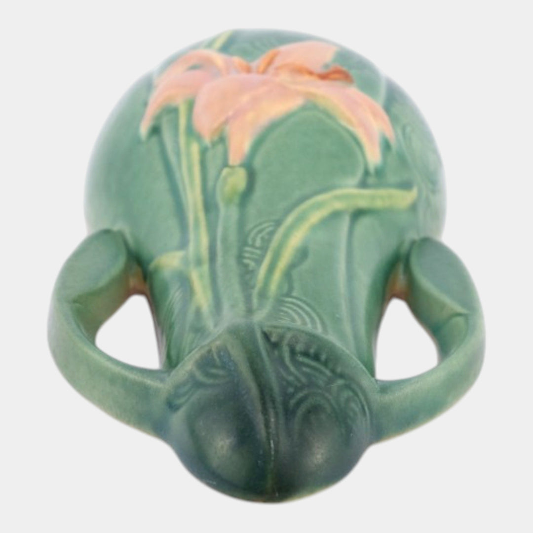 Roseville Zephyr Lily Green 1946 Vintage Art Pottery Ceramic Wall Pocket 1297-8 - Just Art Pottery