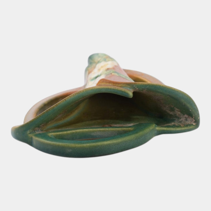 Roseville White Rose Brown 1940 Vintage Art Pottery Ceramic Wall Pocket 1288-6 - Just Art Pottery