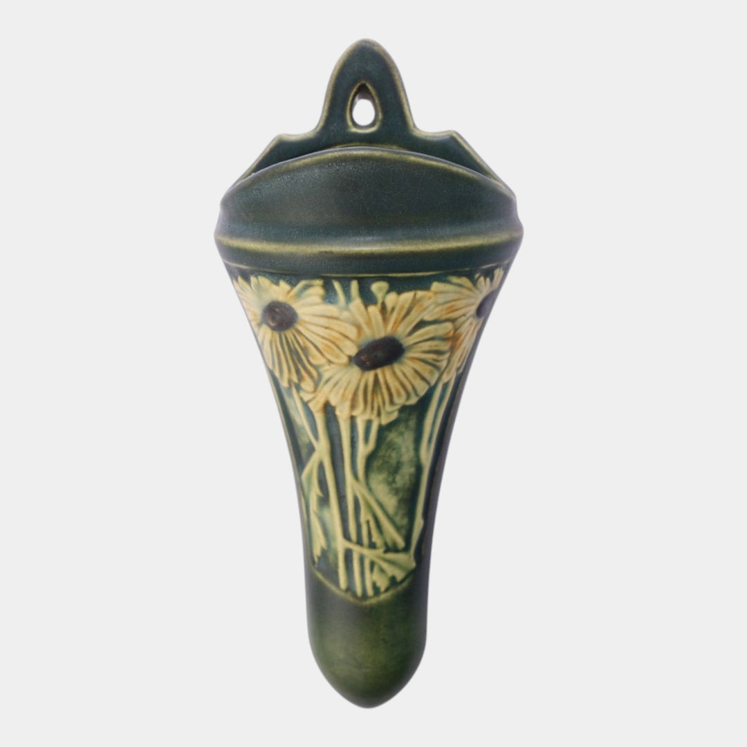 Roseville Rosecraft Panel Green 1926 Vintage Art Pottery Ceramic Wall Pocket - Just Art Pottery