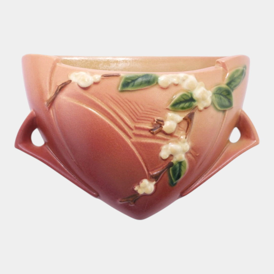 Roseville Snowberry Pink 1947 Mid Century Modern Ceramic Wall Pocket 1WP-8 - Just Art Pottery