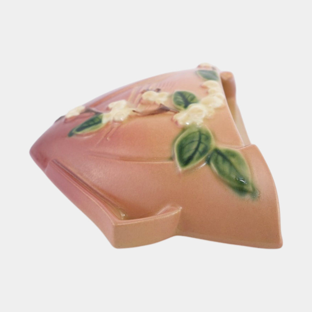 Roseville Snowberry Pink 1947 Mid Century Modern Ceramic Wall Pocket 1WP-8 - Just Art Pottery