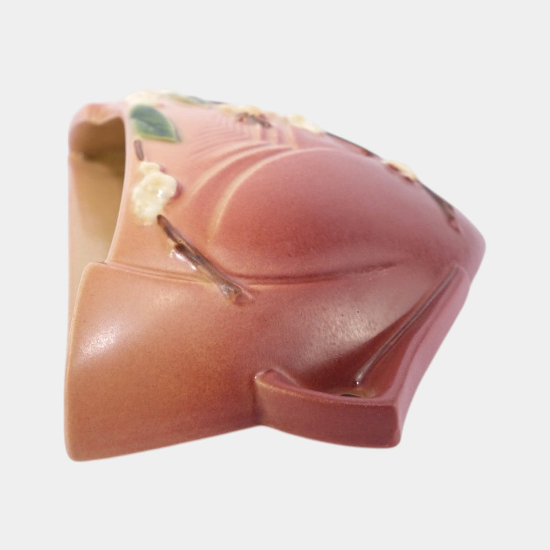 Roseville Snowberry Pink 1947 Mid Century Modern Ceramic Wall Pocket 1WP-8 - Just Art Pottery