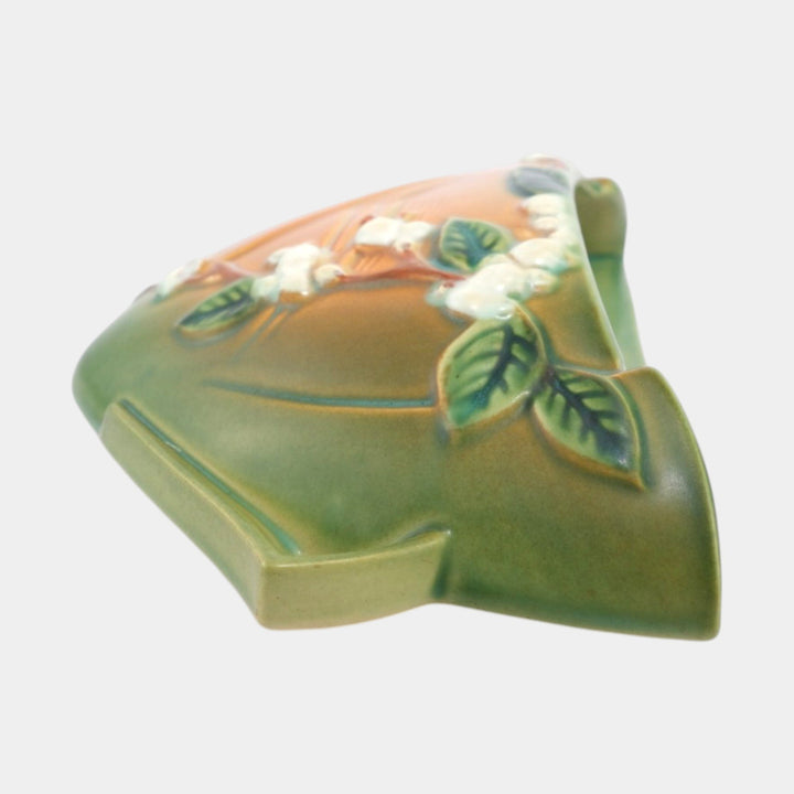 Roseville Snowberry Green 1947 Mid Century Modern Ceramic Wall Pocket 1WP-8 - Just Art Pottery