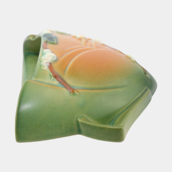 Roseville Snowberry Green 1947 Mid Century Modern Ceramic Wall Pocket 1WP-8 - Just Art Pottery