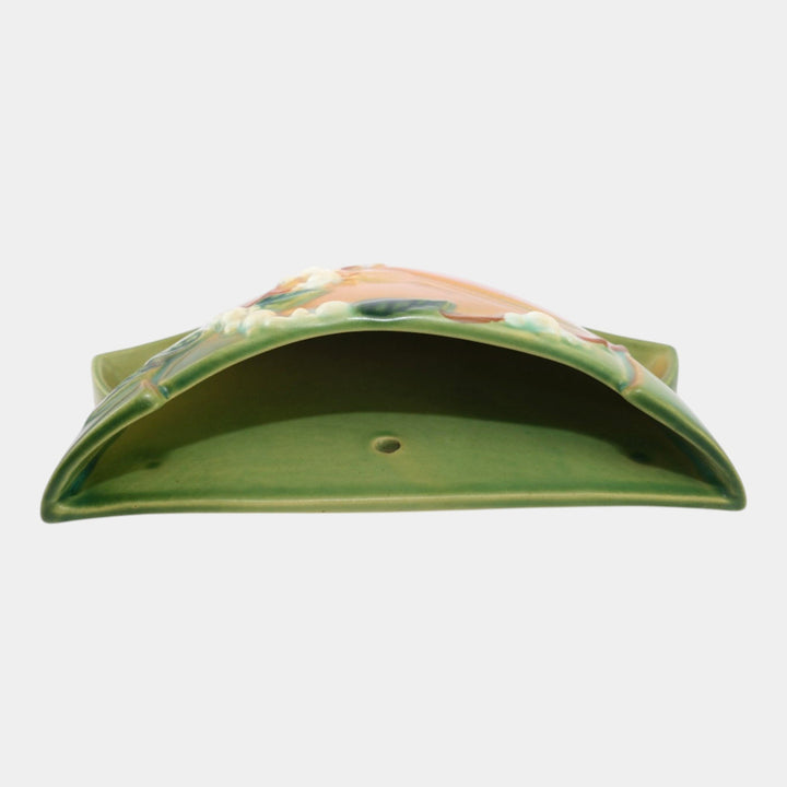 Roseville Snowberry Green 1947 Mid Century Modern Ceramic Wall Pocket 1WP-8 - Just Art Pottery