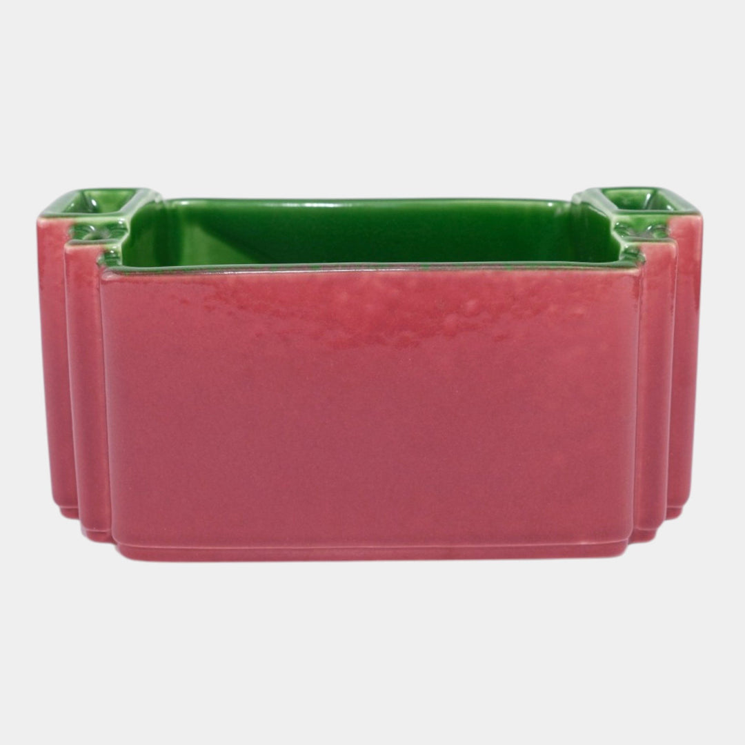 Rookwood 1929 Vintage Arts Deco Pottery Pink Green Ceramic Planter 6135 - Just Art Pottery