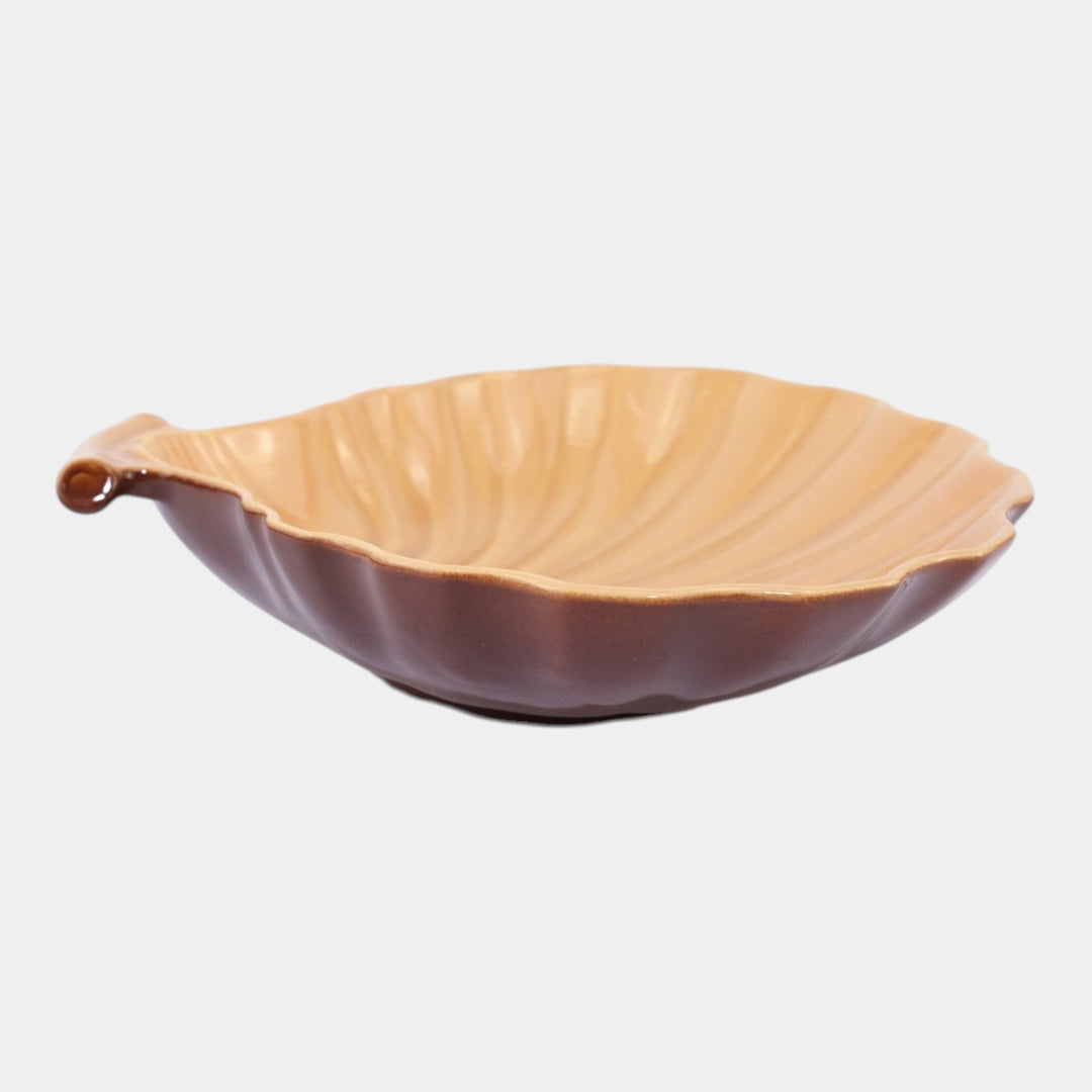 Roseville Capri Brown 1954 Mid Century Modern Pottery Ceramic Shell Bowl - Just Art Pottery