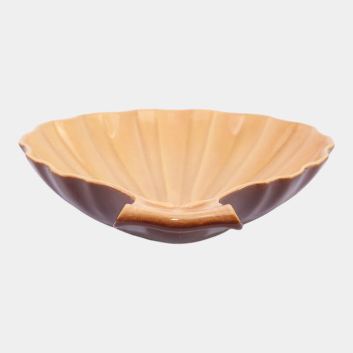 Roseville Capri Brown 1954 Mid Century Modern Pottery Ceramic Shell Bowl - Just Art Pottery
