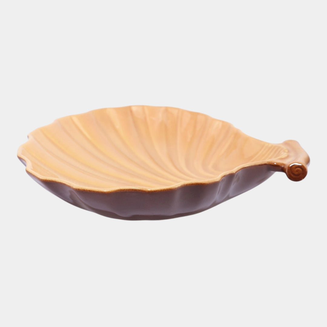 Roseville Capri Brown 1954 Mid Century Modern Pottery Ceramic Shell Bowl - Just Art Pottery