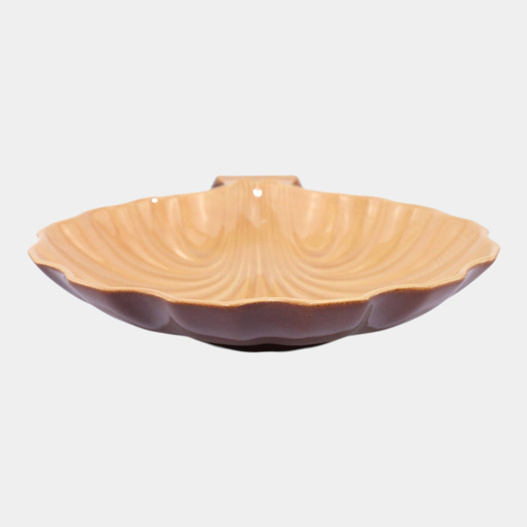 Roseville Capri Brown 1954 Mid Century Modern Pottery Ceramic Shell Bowl - Just Art Pottery