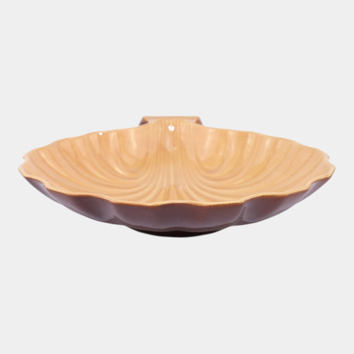 Roseville Capri Brown 1954 Mid Century Modern Pottery Ceramic Shell Bowl - Just Art Pottery