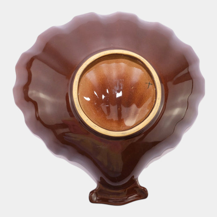 Roseville Capri Brown 1954 Mid Century Modern Pottery Ceramic Shell Bowl - Just Art Pottery
