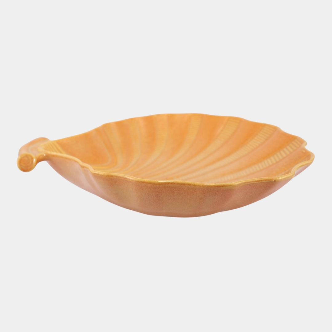 Roseville Mayfair Orange 1952 Mid Century Modern Pottery Huge Shell Bowl 120-12 - Just Art Pottery