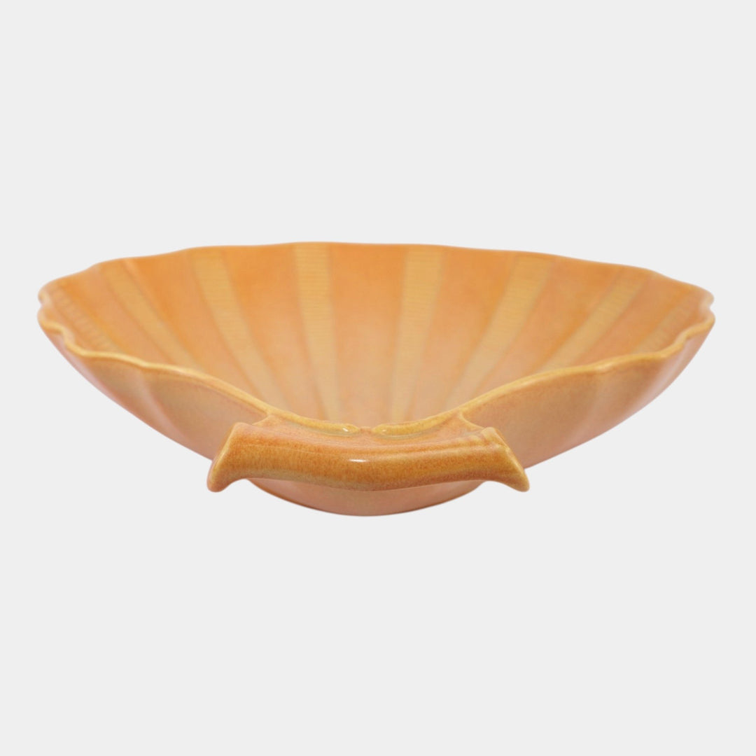 Roseville Mayfair Orange 1952 Mid Century Modern Pottery Huge Shell Bowl 120-12 - Just Art Pottery