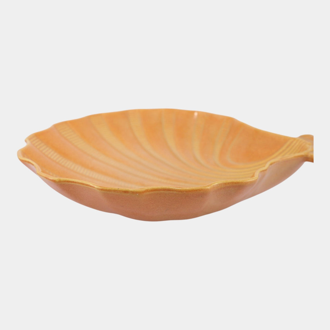 Roseville Mayfair Orange 1952 Mid Century Modern Pottery Huge Shell Bowl 120-12 - Just Art Pottery