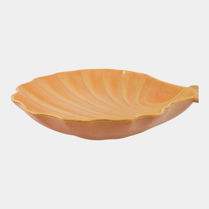 Roseville Mayfair Orange 1952 Mid Century Modern Pottery Huge Shell Bowl 120-12 - Just Art Pottery