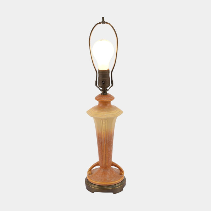 Roseville Russco Orange Gold 1934 Vintage Art Deco Pottery Ceramic Factory Lamp - Just Art Pottery