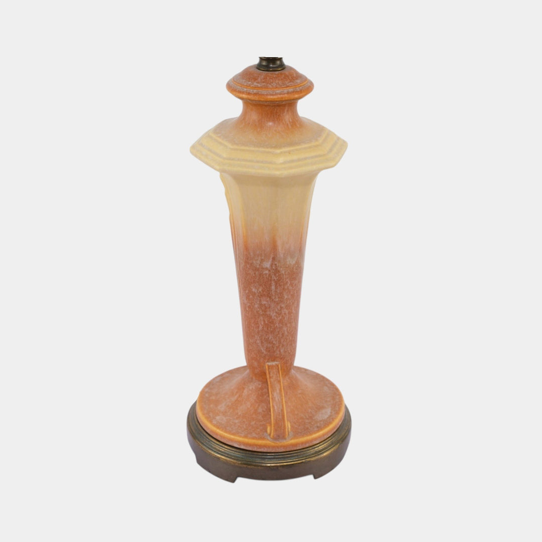 Roseville Russco Orange Gold 1934 Vintage Art Deco Pottery Ceramic Factory Lamp - Just Art Pottery