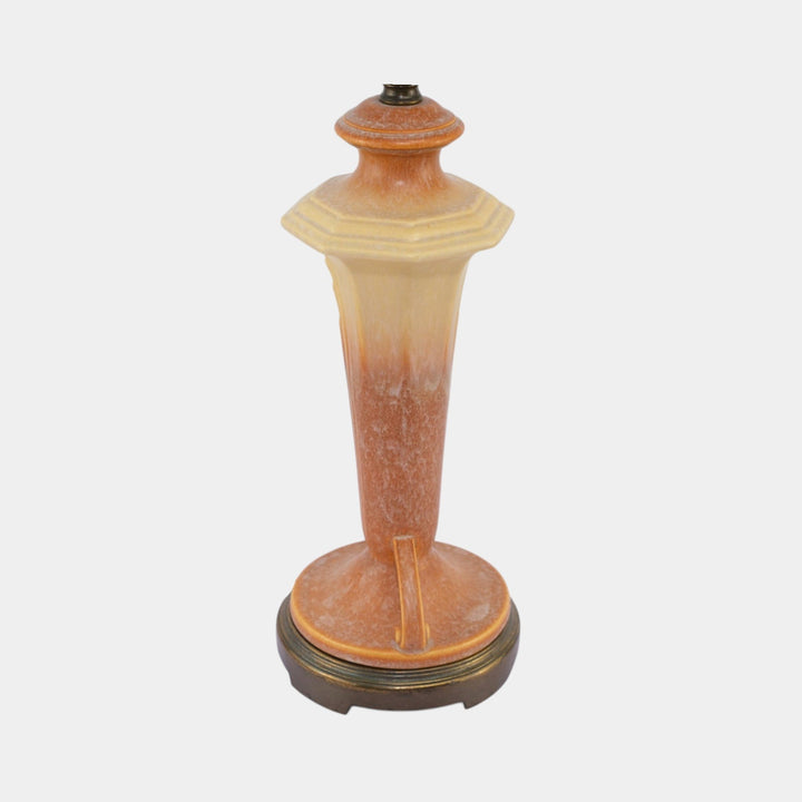 Roseville Russco Orange Gold 1934 Vintage Art Deco Pottery Ceramic Factory Lamp - Just Art Pottery