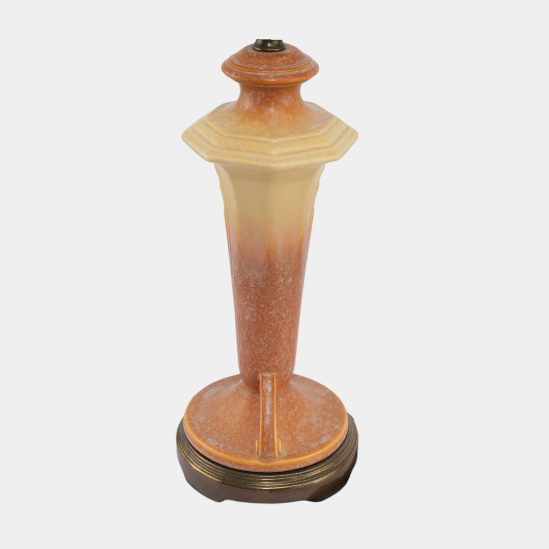 Roseville Russco Orange Gold 1934 Vintage Art Deco Pottery Ceramic Factory Lamp - Just Art Pottery