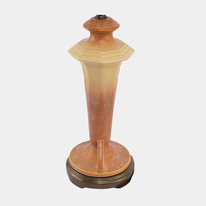 Roseville Russco Orange Gold 1934 Vintage Art Deco Pottery Ceramic Factory Lamp - Just Art Pottery