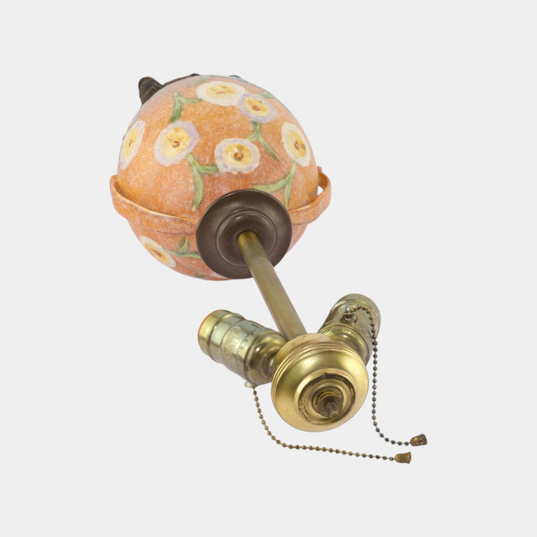 Roseville Brown Floral Motif 1930s Vintage Art Deco Pottery Ceramic Factory Lamp - Just Art Pottery