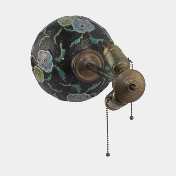 Roseville Black Floral Motif 1930s Vintage Art Deco Pottery Ceramic Factory Lamp - Just Art Pottery
