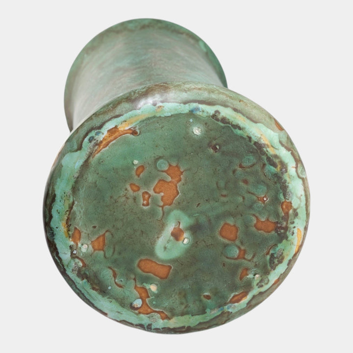 Roseville Early Carnelian Mottled Green Vintage Art Pottery Umbrella Stand - Just Art Pottery