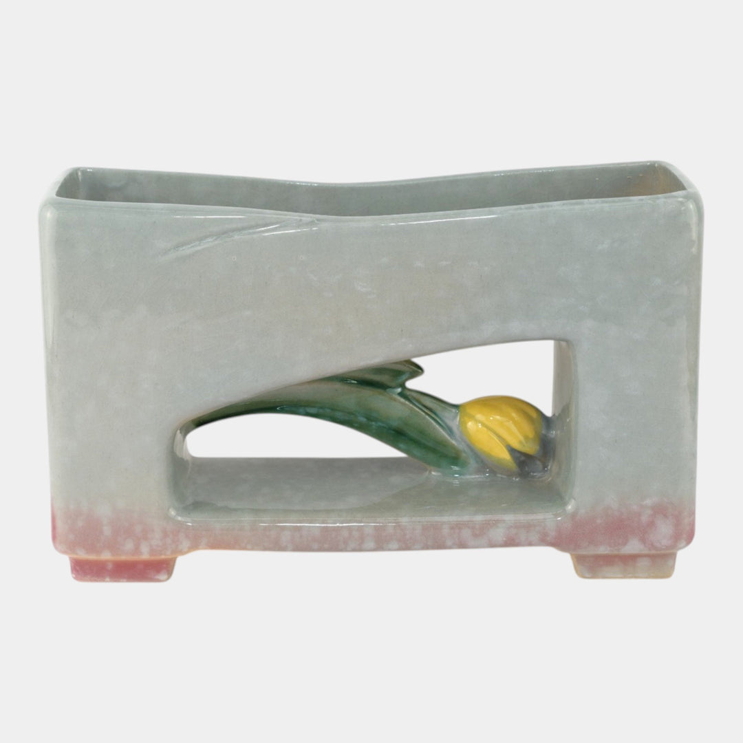 Roseville Artwood Gray 1951 Mid Century Modern Pottery Ceramic Planter 1056-10 - Just Art Pottery