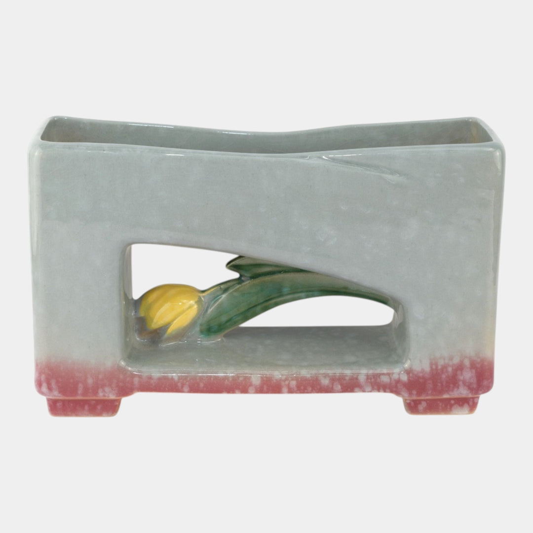Roseville Artwood Gray 1951 Mid Century Modern Pottery Ceramic Planter 1056-10 - Just Art Pottery
