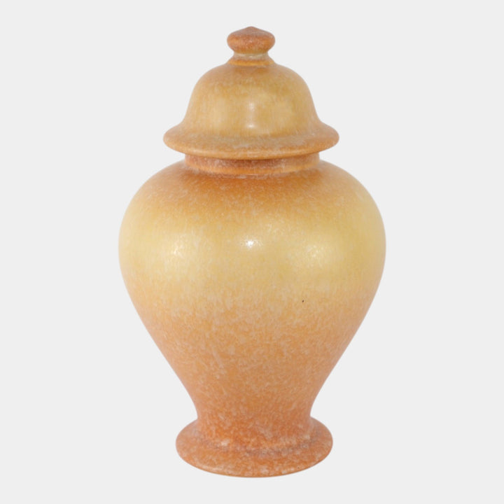 Roseville Pottery Artcraft Tourmaline Mottled Orange Yellow Large Ginger Jar 104 - Just Art Pottery