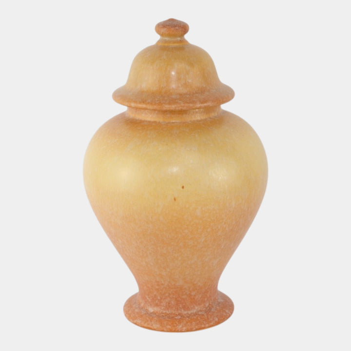 Roseville Pottery Artcraft Tourmaline Mottled Orange Yellow Large Ginger Jar 104 - Just Art Pottery