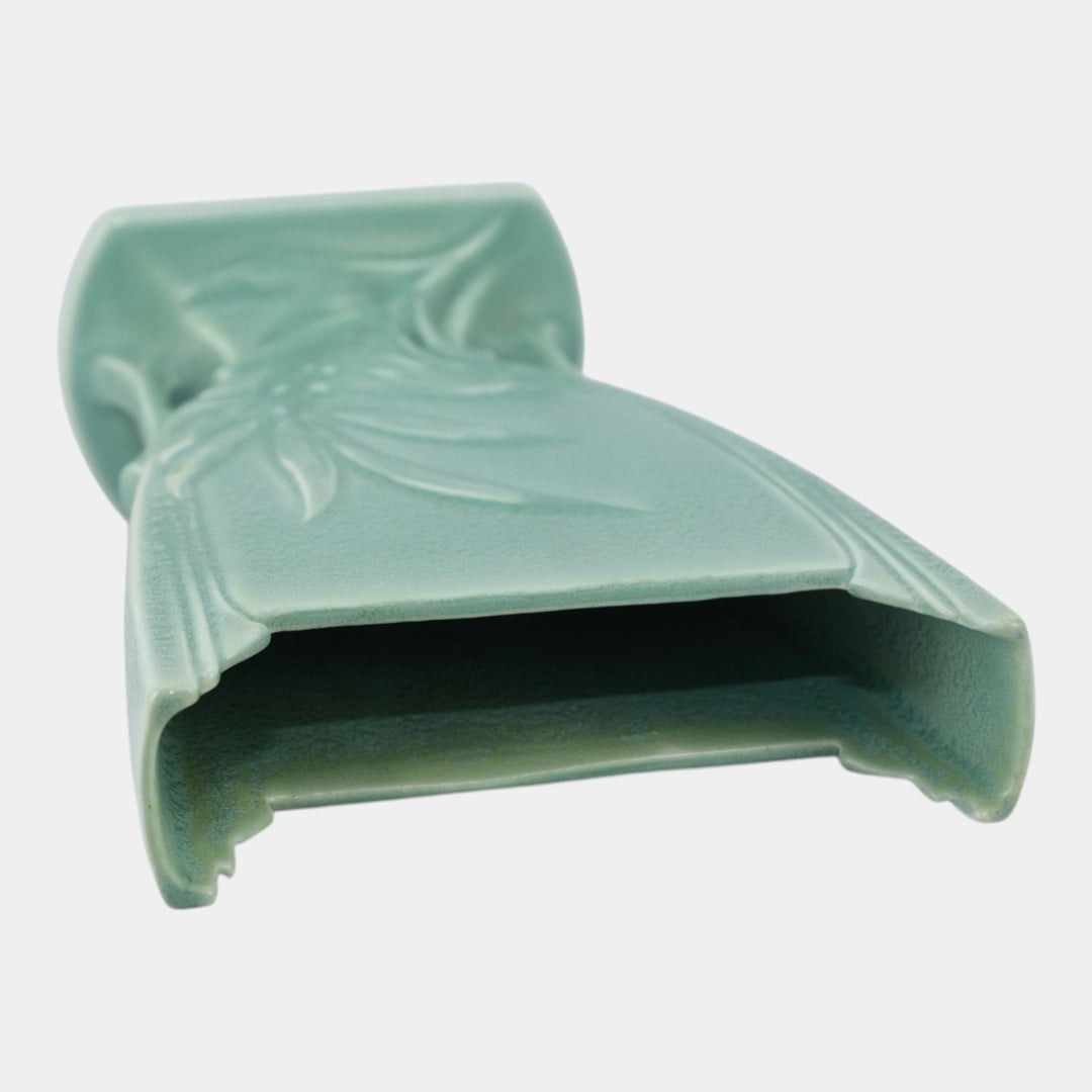 Roseville Crystal Green 1939 Vintage Art Deco Pottery Ceramic Pillow Vase 943-10 - Just Art Pottery
