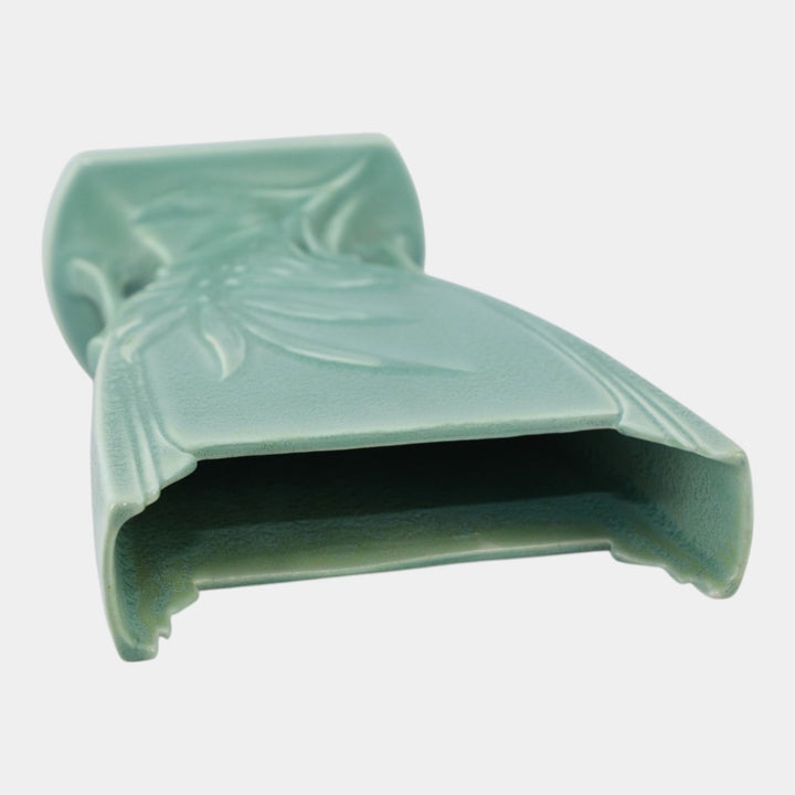 Roseville Crystal Green 1939 Vintage Art Deco Pottery Ceramic Pillow Vase 943-10 - Just Art Pottery