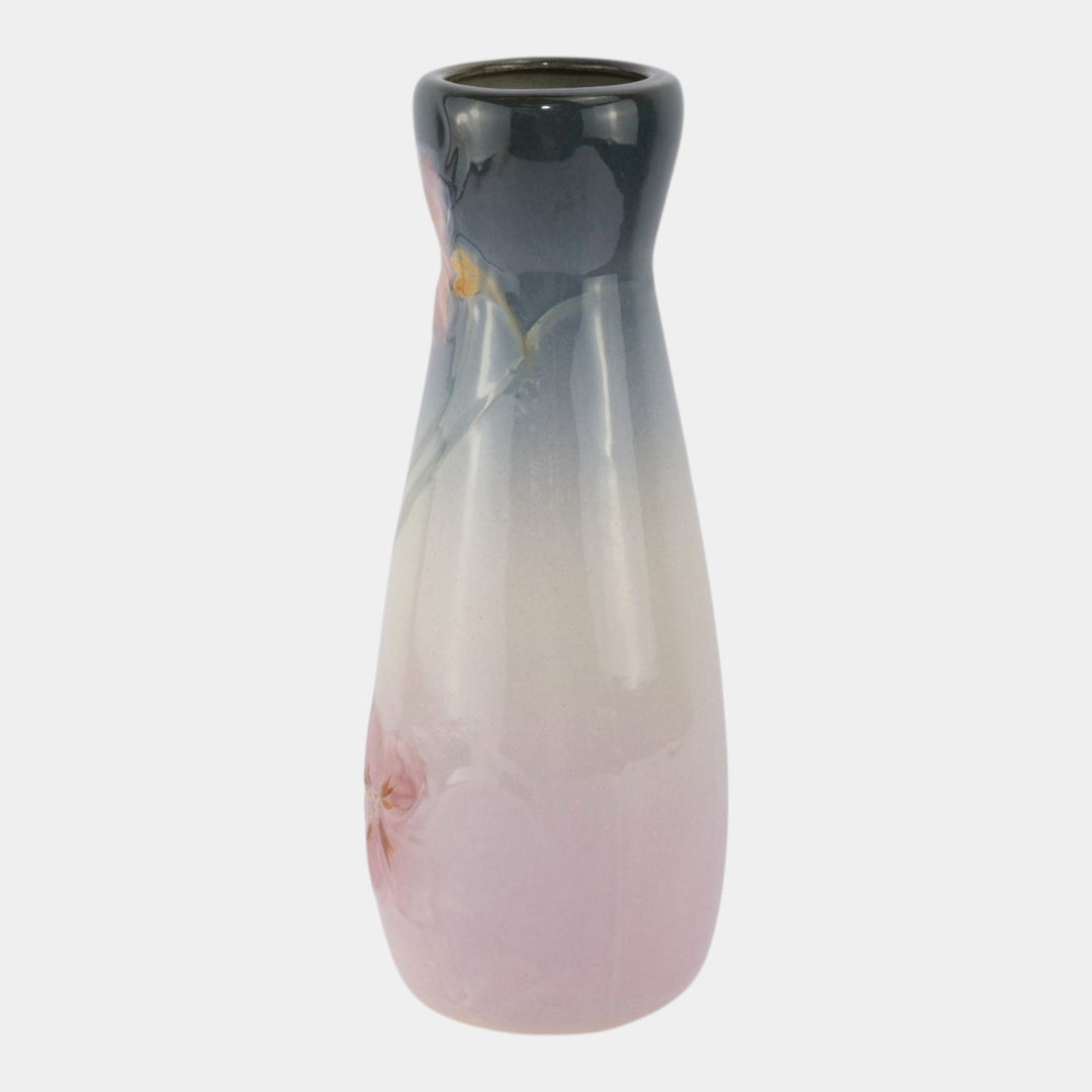 Weller Etna 1906 Vintage Art Pottery Pink Gray Hand Painted Floral Ceramic Vase - Just Art Pottery