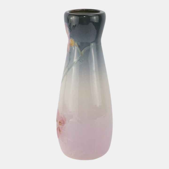 Weller Etna 1906 Vintage Art Pottery Pink Gray Hand Painted Floral Ceramic Vase - Just Art Pottery