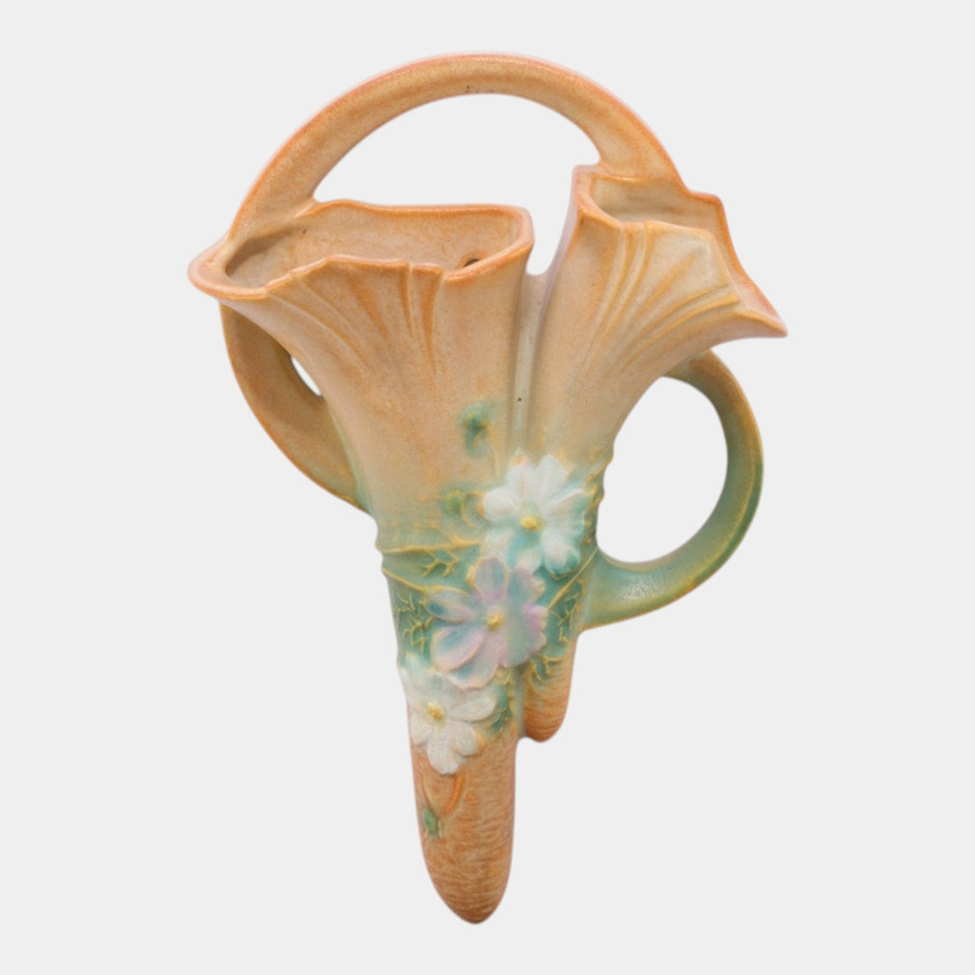 Roseville Cosmos Tan 1939 Vintage Art Pottery Ceramic Wall Pocket 1286-8 - Just Art Pottery