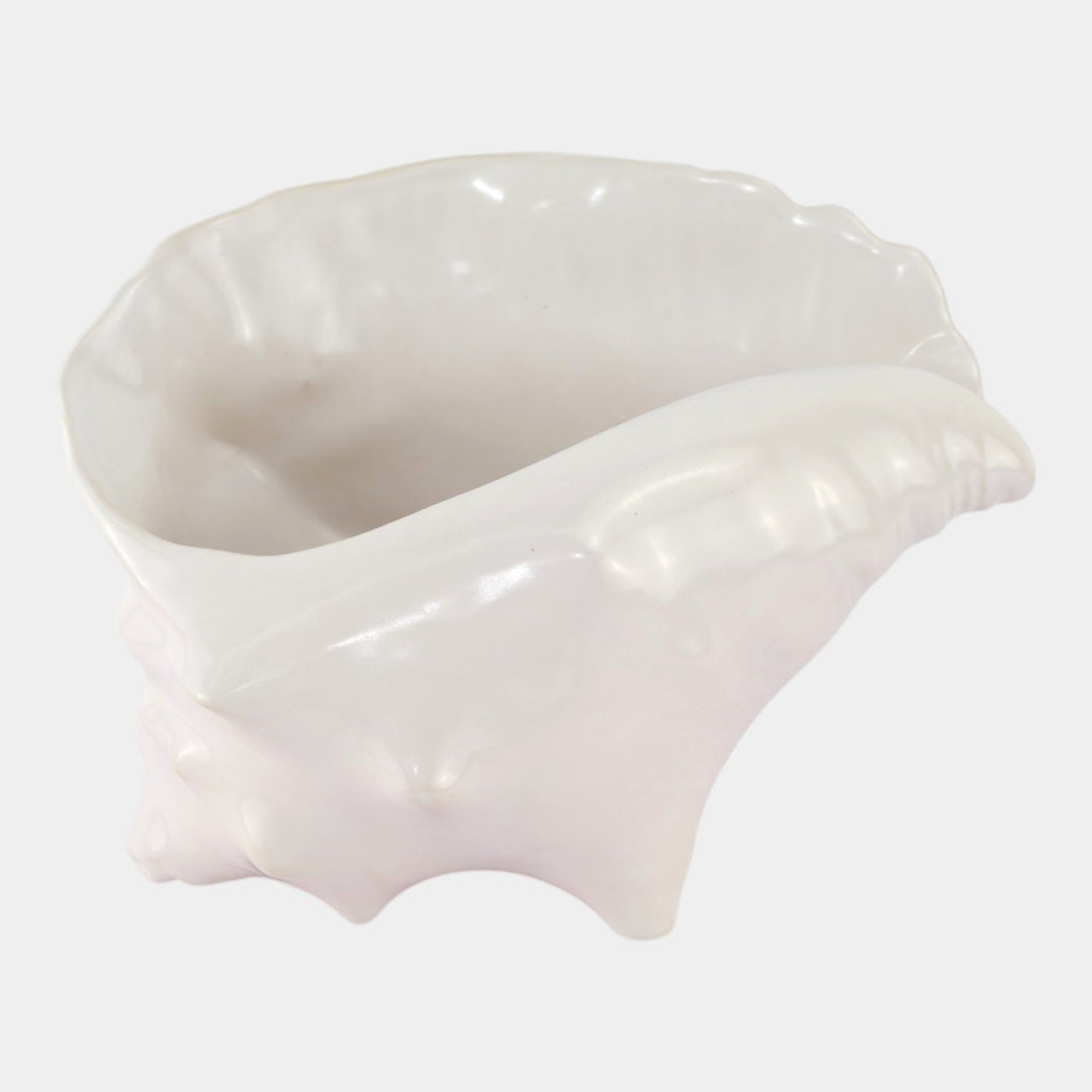 Roseville Rozane Patterns White 1941 Art Pottery Ceramic Shell Planter 410 - Just Art Pottery