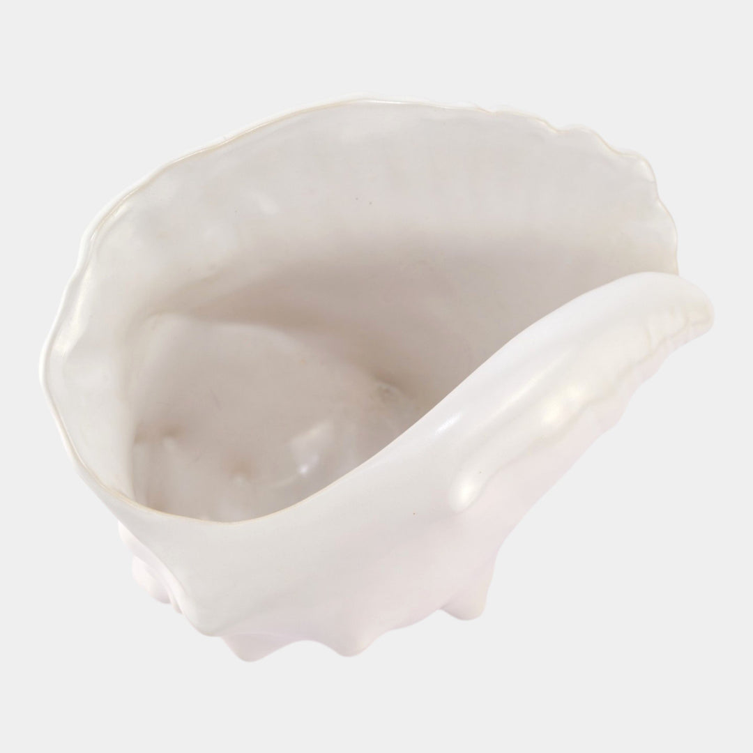Roseville Rozane Patterns White 1941 Art Pottery Ceramic Shell Planter 410 - Just Art Pottery