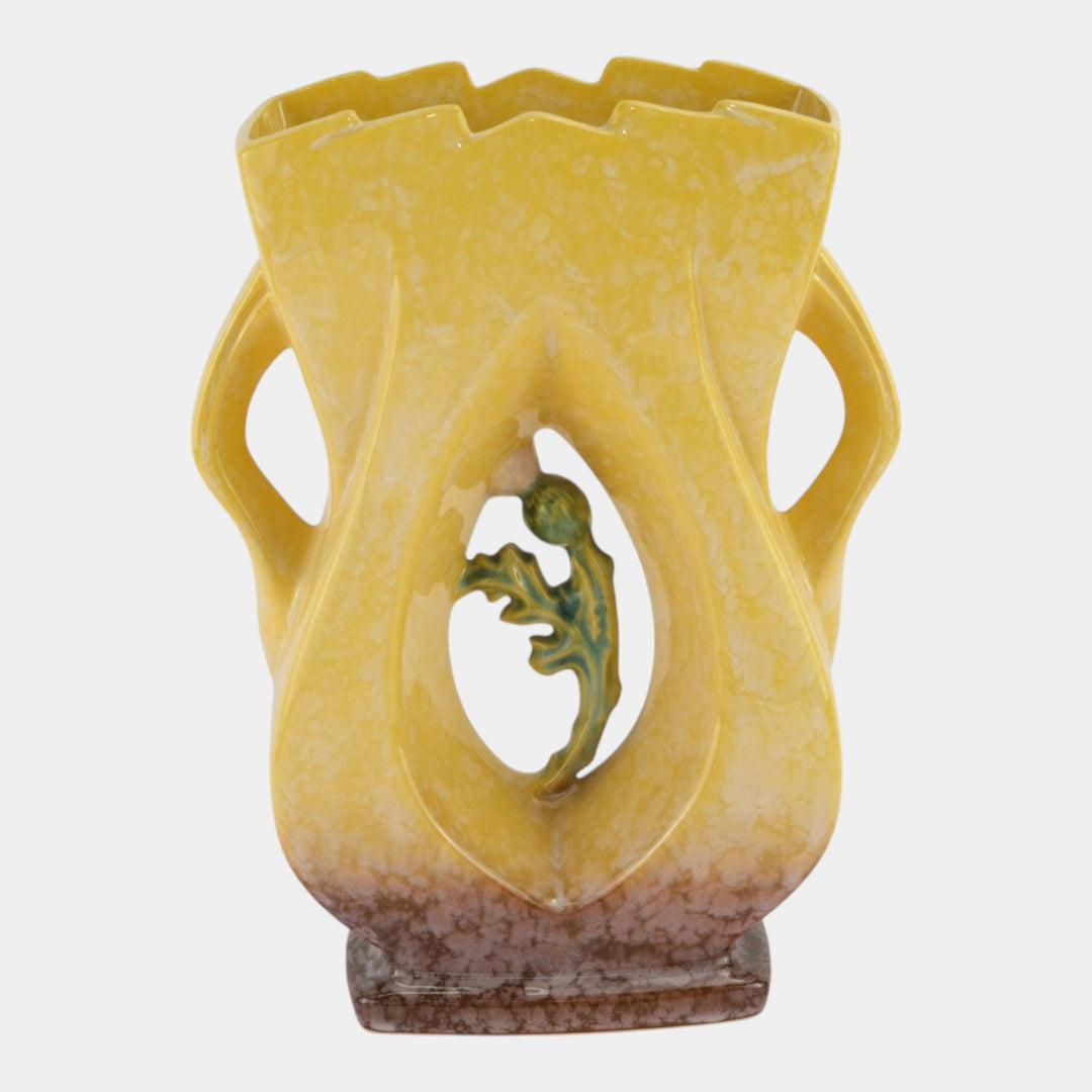 Roseville Artwood Yellow 1951 Mid Century Modern Pottery Ceramic Vase 1059-10 - Just Art Pottery