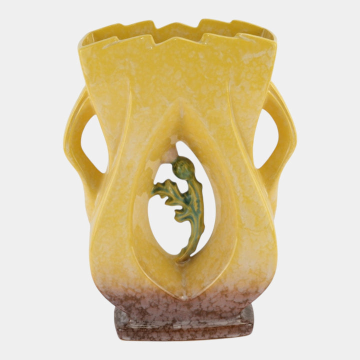 Roseville Artwood Yellow 1951 Mid Century Modern Pottery Ceramic Vase 1059-10 - Just Art Pottery