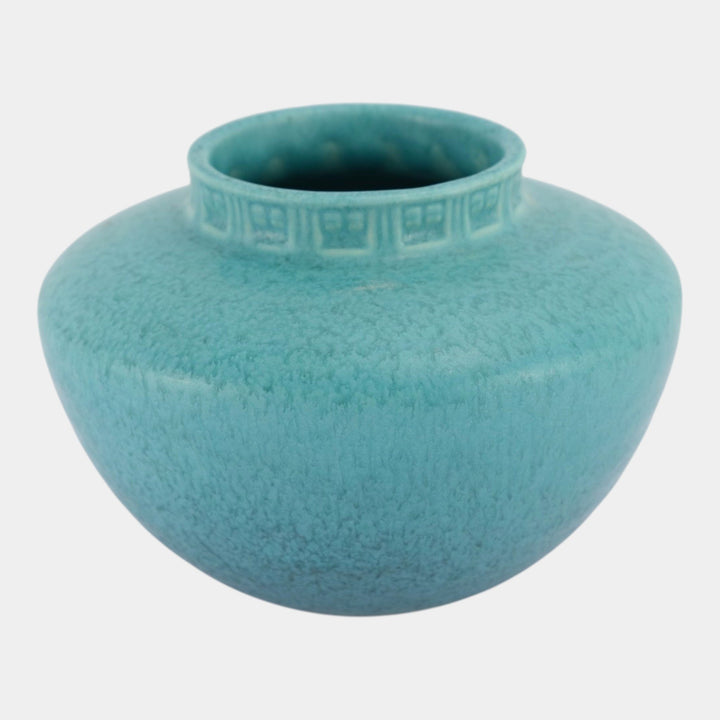 Roseville Tourmaline Turquoise Blue 1933 Art Deco Pottery Ceramic Vase 200-4 - Just Art Pottery